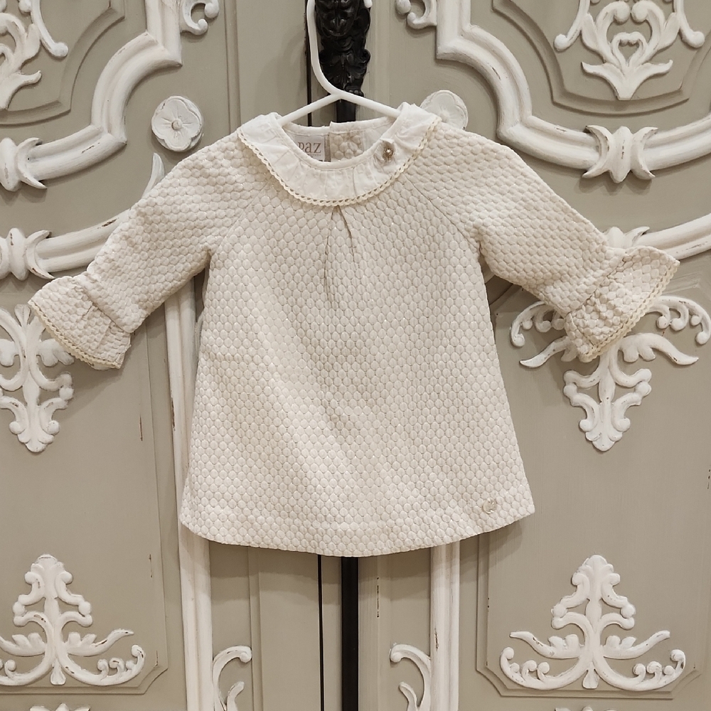 Paz Rodríguez Baby Girl Elegant Cream Dress Size 9 Months
